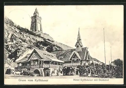 AK Kyffhäuser, Hotel Kyffhäuser mit Denkmal