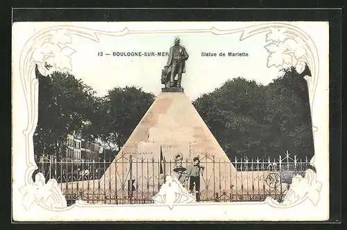 Präge-AK Boulogne-sur-Mer, Statue de Mariette