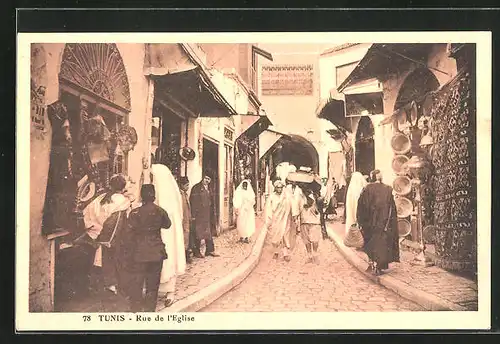 AK Tunis, Rue de l`Eglise, Strassenpartie