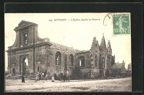 AK Attigny, L`Eglise, apres la Guerre