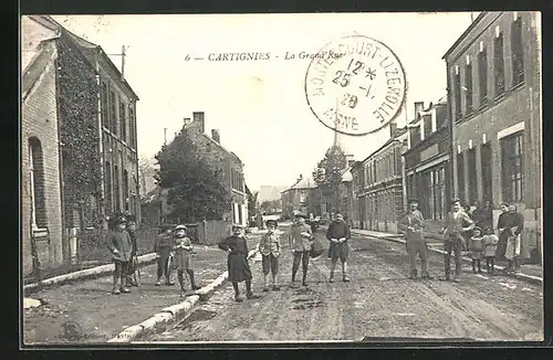 AK Cartignies, La Grand`Rue, Strassenpartie