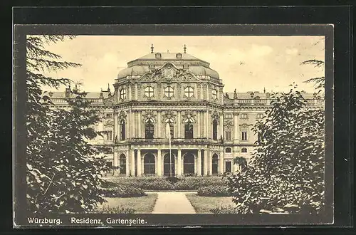 AK Würzburg, Residenz, Gartenseite