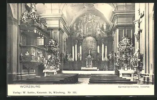 AK Würzburg, Karmelitenkirche, Inneres