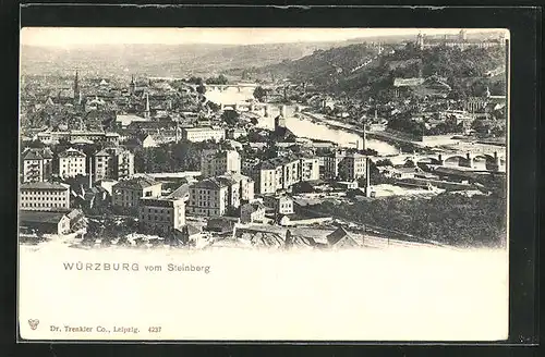 AK Würzburg, Ortsansicht vom Steinberg aus gesehen