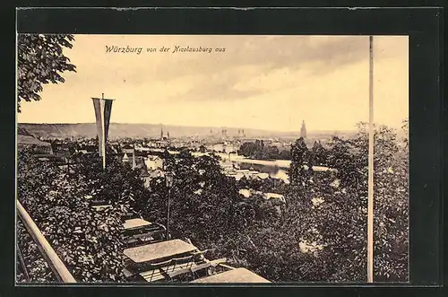 AK Würzburg, Ortsansicht von der Nicolausburg aus gesehen