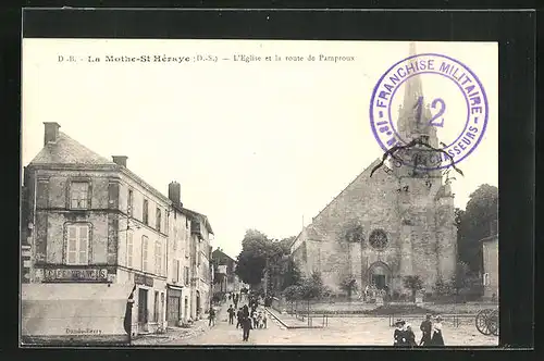 AK La Mothe-St-Héraye, L`Eglise et la route de Pamproux