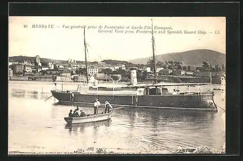 AK Hendaye, Vue générale prise de Fontarabie et Garde-Côte Espagnol