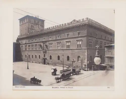 Fotoalbum 50 Fotografien Rom, Ansicht Rom, Piazza S. Pietro, Palazzo di Venezia mit Pferdebahn