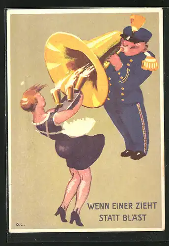 AK Luzern, Eidg. Musikfest 1935, Wenn einer zieht statt...