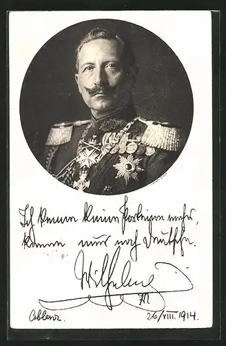 AK Kaiser Wilhelm II., Ganzsache 5 Rpf.