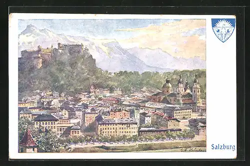 Künstler-AK E.F. Hofecker: Salzburg, Teilansicht