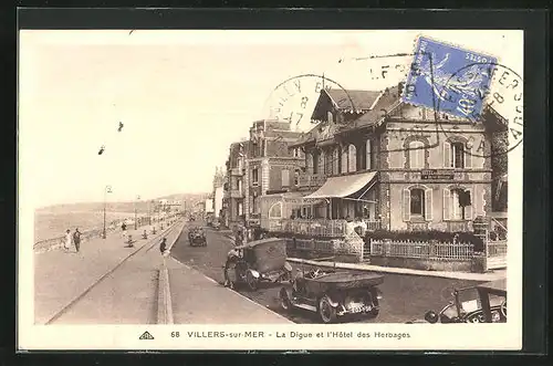 AK Villers-sur-Mer, La Digue et l`Hôtel des Herbages