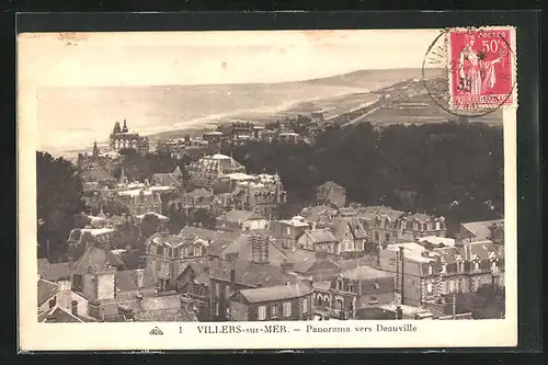 AK Villers-sur-Mer, Panorama vers Deauville