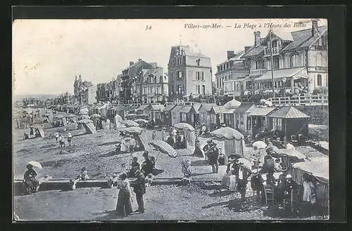 AK Villers-sur-Mer, La Plage á l`Heure des Bains