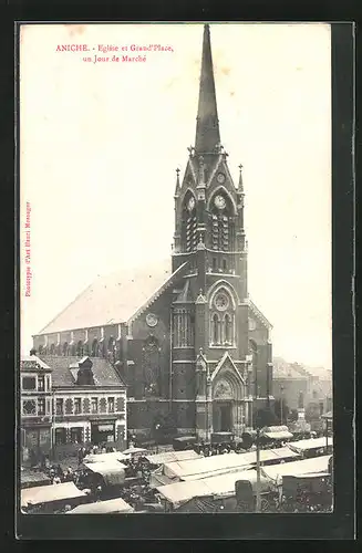 AK Aniche, Eglise et Grand Place un jour de Marche