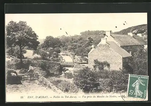 AK Tréauray, Vue prise du Moulin du Nestin