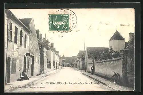 AK Villevallier, La Rue principale, Route Nationale