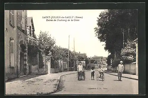 AK Saint-Julien-du-Sault, Entrée du Faubourg de la Croix