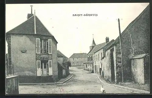 AK Saint-Sérotin, Strassenpartie mit Huhn