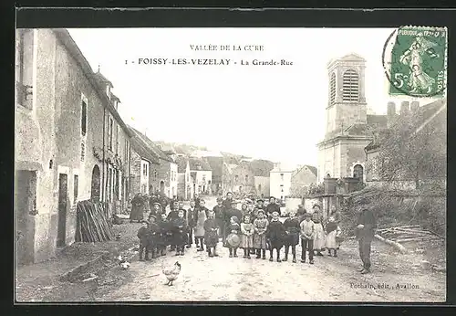 AK Foissy-les-Vezelay, Vallée de la Cure, La Grande-Rue, Strassenpartie