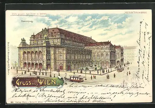 Lithographie Wien, Oper, Halt gegen das Licht: Vollmond und Illumination