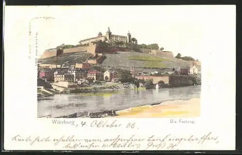 Passepartout-AK Würzburg, Blick zur Festung
