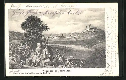 AK Würzburg, Ortsansicht im Jahre 1839