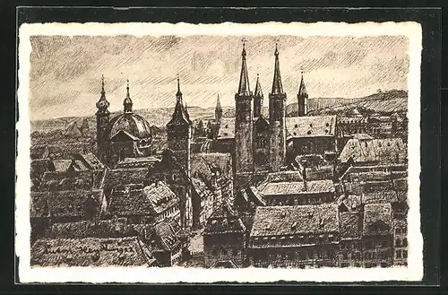 AK Würzburg, Fernblick von der Festung Marienburg auf die Altstadt