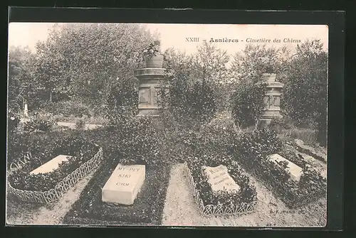 AK Asnières, Cimetière des Chiens, Friedhof