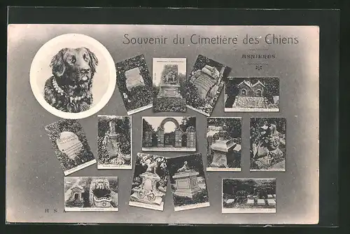 AK Asnières, Cimetière des Chiens, Friedhof