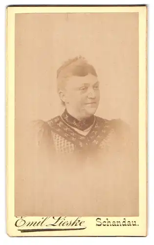 Fotografie Emil Liske, Schandau, Kirchgasse Nr. 27, Ältere Dame im Kleid