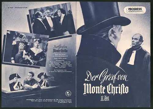 Filmprogramm PFI Nr. 99 /55, Der Graf von Monte Christo - 2. Teil, Pierre Richard-Willm, Michèle Alfa, Regie: R. Vernay