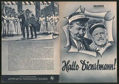 Filmprogramm PFI Nr. 75 /55, Hallo Dienstmann!, Paul Hörbiger, Hans Moser, Regie: Franz Antel