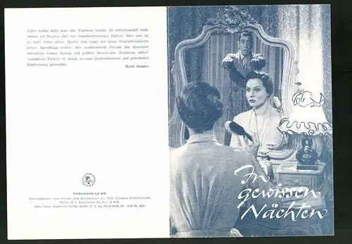 Filmprogramm PFI, In gewissen Nächten, Fernandel, Gaby Andreu, Regie: Maurice Labro