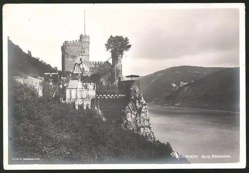 Fotografie H. Siebenhar, Cöln, Ansicht Trechtingshausen, Burg Rheinstein