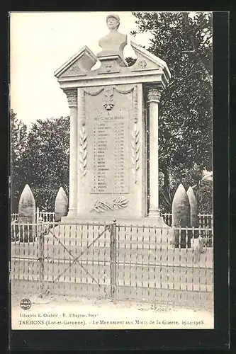 AK Trémons, Le Monument aux Morts de la Guerre 1914-18