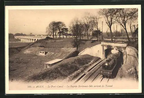 AK Agen, Le Pont-Canal, Eisenbahn