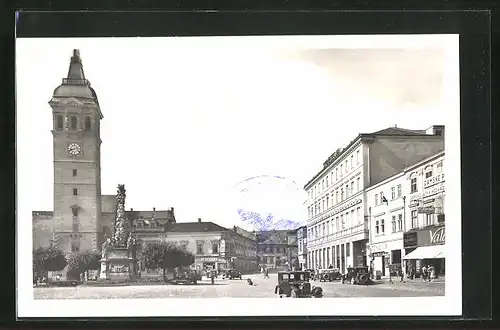 AK Wischau / Vyskov, Ortspartie mit Kirchturm