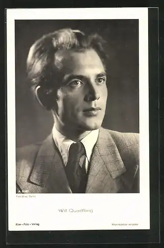 AK Schauspieler Will Quadflieg im Anzug mit Krawatte