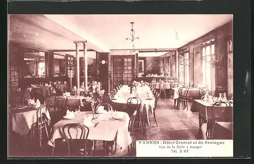 AK Vannes, Hotel Central et de Bretagne, Vue de la Salle à manger