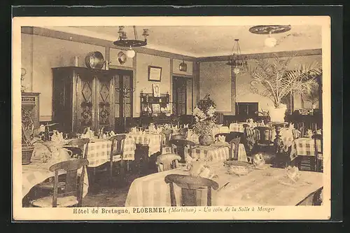 AK Ploermel, Hotel du Bretagne, Un coin de la Salle à manger
