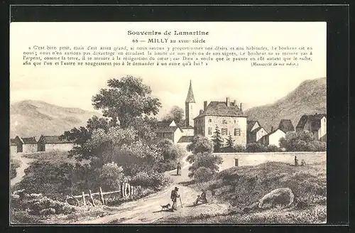 Künstler-AK Milly, Panorama au XIIIe siècle