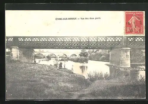 AK Étang-sur-Ponts, Vue des deux ponts