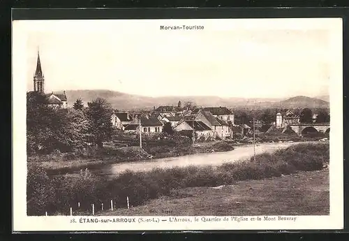 AK Étang-sur-Arroux, Le Quartier de l` Eglise et le Mont Beuvray