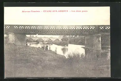 AK Étang-sur-Arroux, Les deux ponts