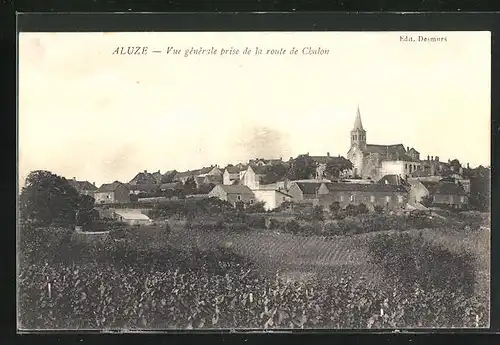 AK Aluze, Vue générale prise de la route de Chalon