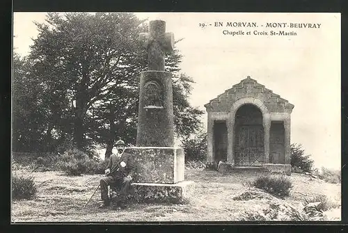 AK Mont-Beuvray, Chapelle et Croix St-Martin