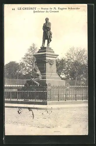 AK Le Creusot, Statue de M. Eugéne Schneider fondateur du Creusot