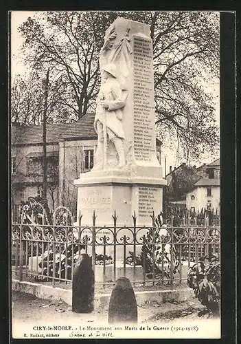 AK Ciry-le-Noble, Le Monument aux Morts de la Guerre