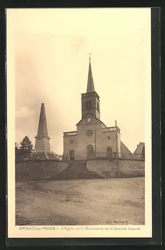 AK Epinac-les-Mines, L`Eglise et le Monument de la Grande Guerre